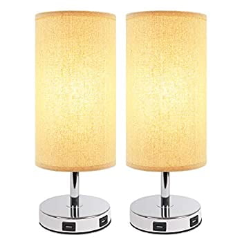 Touch Table Lamp With 2 Usb Charging Ports 2 Led Bulbs Included 3 Way Dimmable Touch Control Bedside Lamp Suitable For Nightstand Lamp Set Of 2 Walmart Com Walmart Com