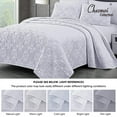 thumbnail image 5 of Chezmoi Collection Luca 3-Piece Oversized Bedspread Set, King Size, White, Summer Quilt Lightweight Microfiber Bedspread 118 x 106, Floral Medallion Pattern Coverlet for All Season, 5 of 9
