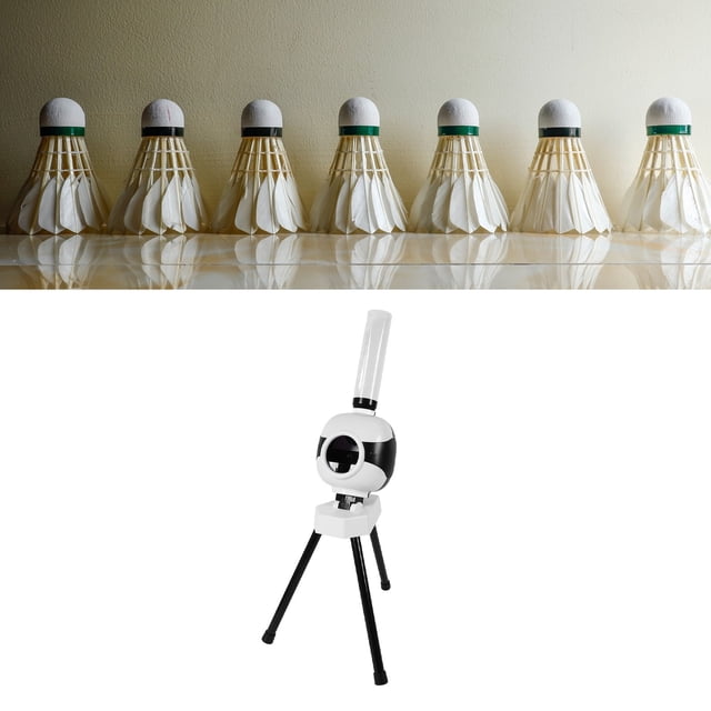 Automatic Shuttlecock Pitcher, Badminton Serve Machine Adapter or Battery Powered Continuous Serving with 6 Balls for Daily Entertainment for All Levels