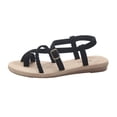 thumbnail image 1 of Summer Womens Flat Bottom Roman Sandals Wild Cross Straps Clip Toe Beach Shoes, 1 of 9