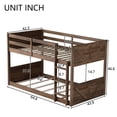 thumbnail image 7 of Miniyam Twin over Twin Floor Bunk Bed with Panelled Headboard for Kids and Teens, Brown, 7 of 7