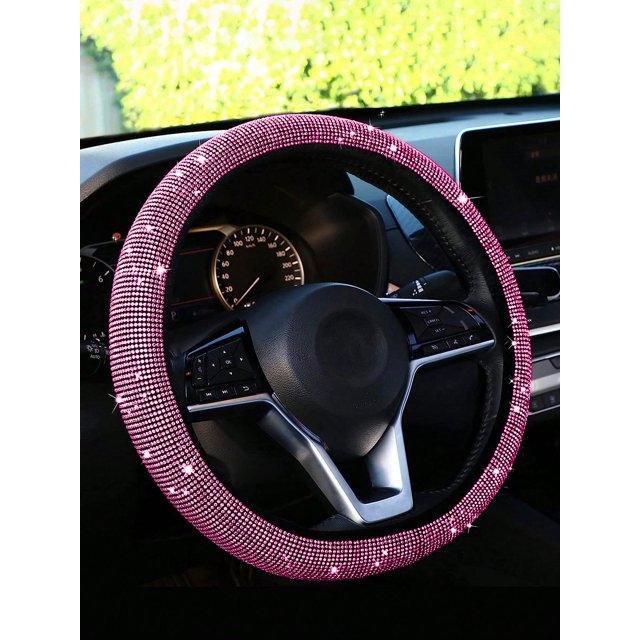 1pc Rhinestone Decor Car Steering Wheel Cover