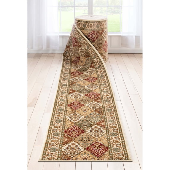 Well Woven - Custom Size Runner - Choose Your Length - Pyla Traditional Multi Color Panel Design Runner Rug 2'3" x 100' Red & Green