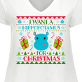 thumbnail image 4 of Inktastic I Want a Hippopotamus for Christmas Cute Ugly Sweater Women's Plus Size V-Neck T-Shirt, 4 of 5