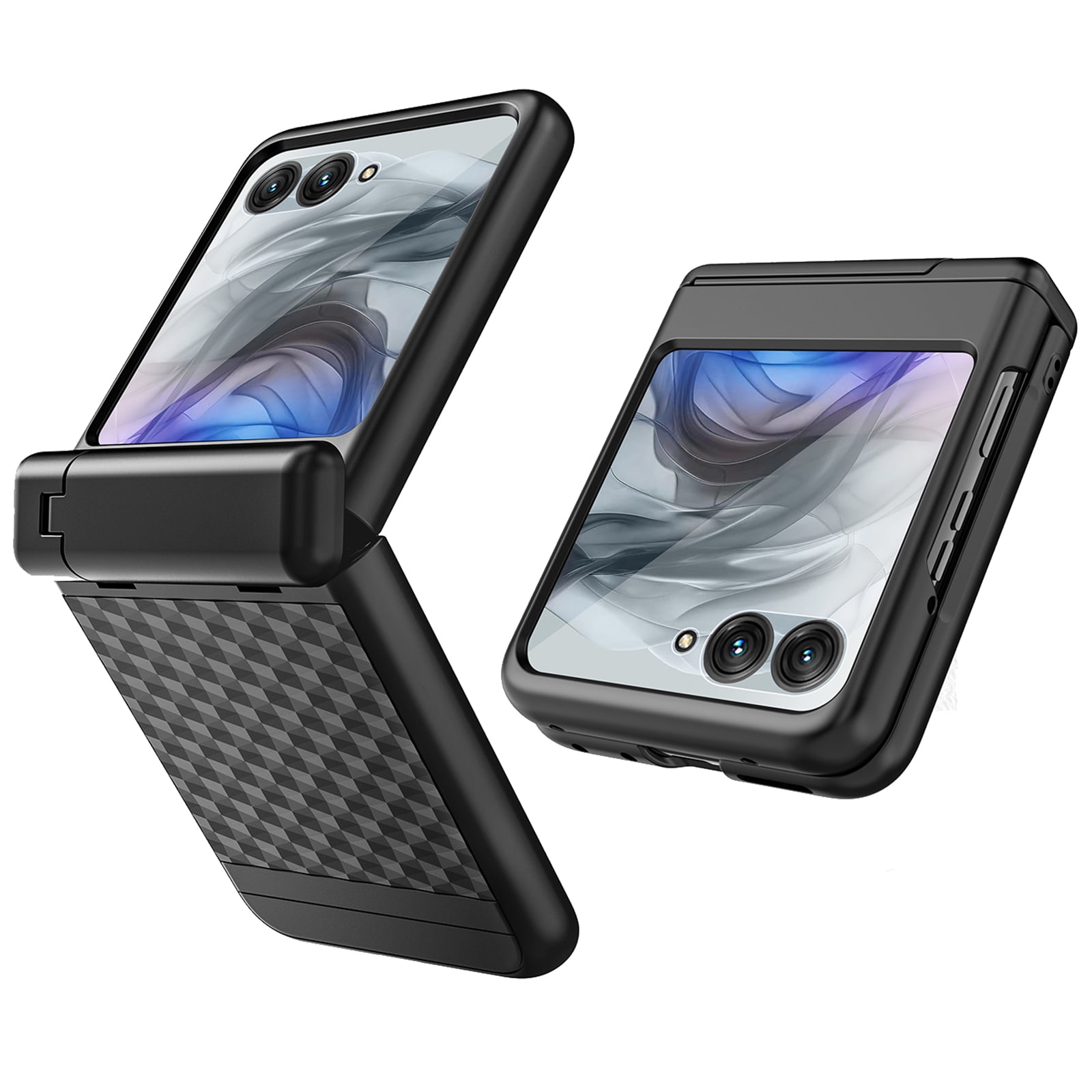 Dteck for Motorola Razr 2025 Case with Built-in Screen Protector Hinge Protection, Shockproof Kickstand Slim Phone Case for Moto Razr 2025/2024,Black