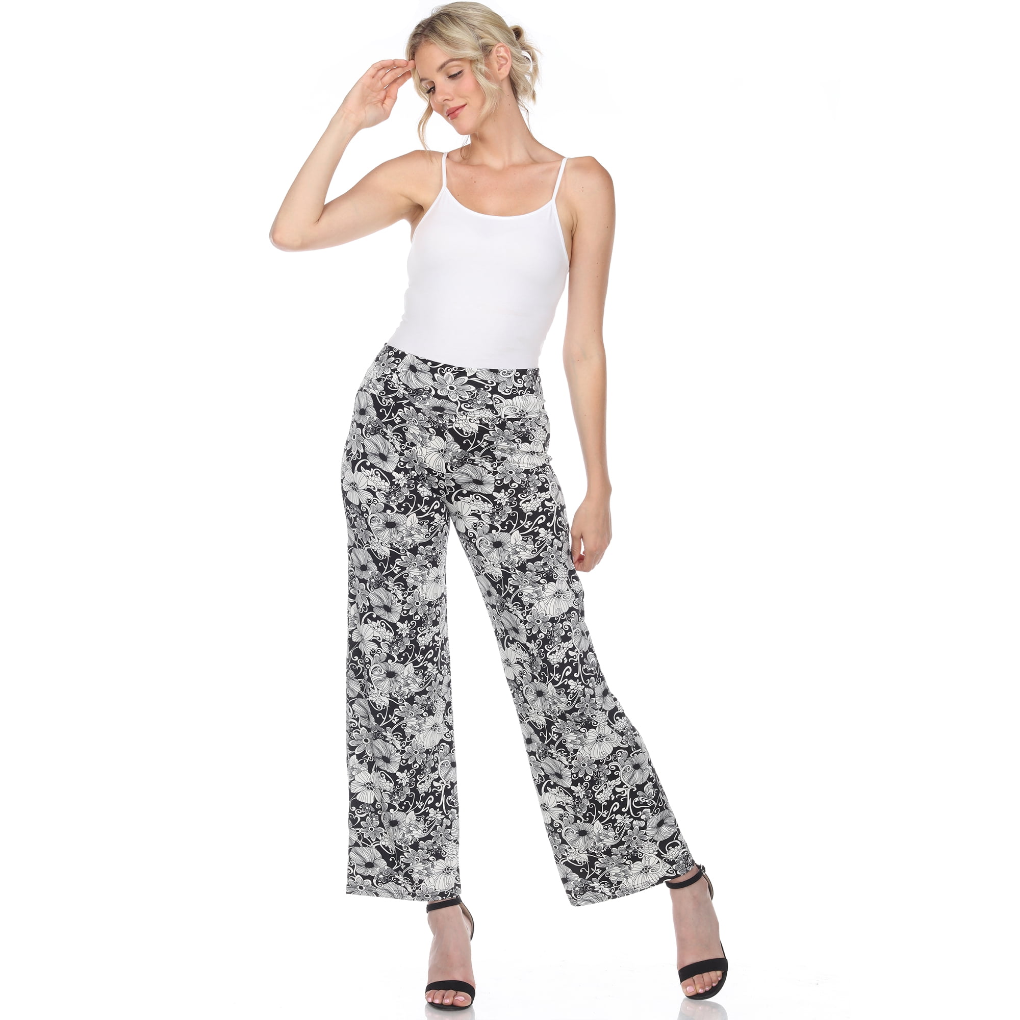 White Mark Women's Floral Paisley Palazzo Pants