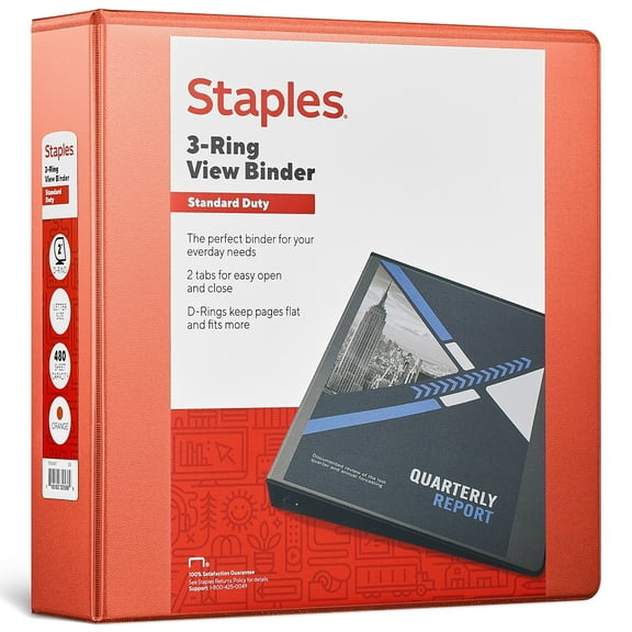 Staples Standard 2" 3-Ring View Binder Orange (26446-CC) 82642