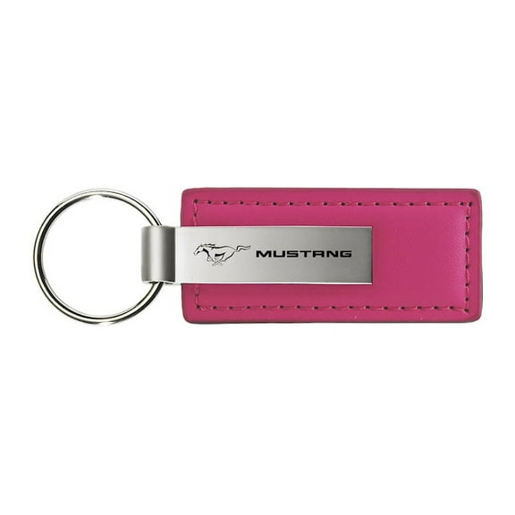 Ford Mustang Rectangular Leather Key chain (Pink)