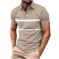 thumbnail image 2 of QUINDOS Short Sleeve Mens Shirts Casual Polo Collared Shirts Loose Striped Summer Moisture Wicking T-shirts, 2 of 7
