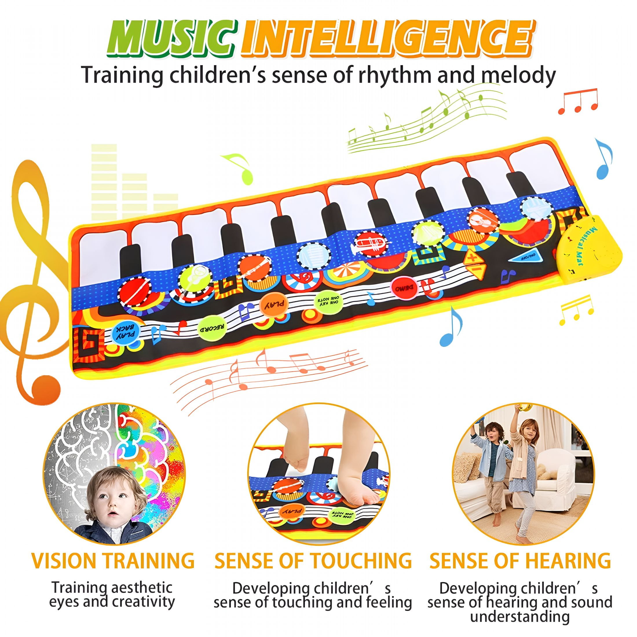 BESTSKY 2026 New Musical Piano Mat for Toddlers,25 Music Sounds Floor Piano Keyboard Mat,Touch Playmat Educational Toys for Babies and Kids 1-3 Years Old