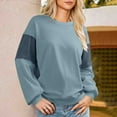 thumbnail image 6 of Womens Sweatshirts Cotton Crew Neck Casual Long Sleeve Pullover Tops Blue M, 6 of 6