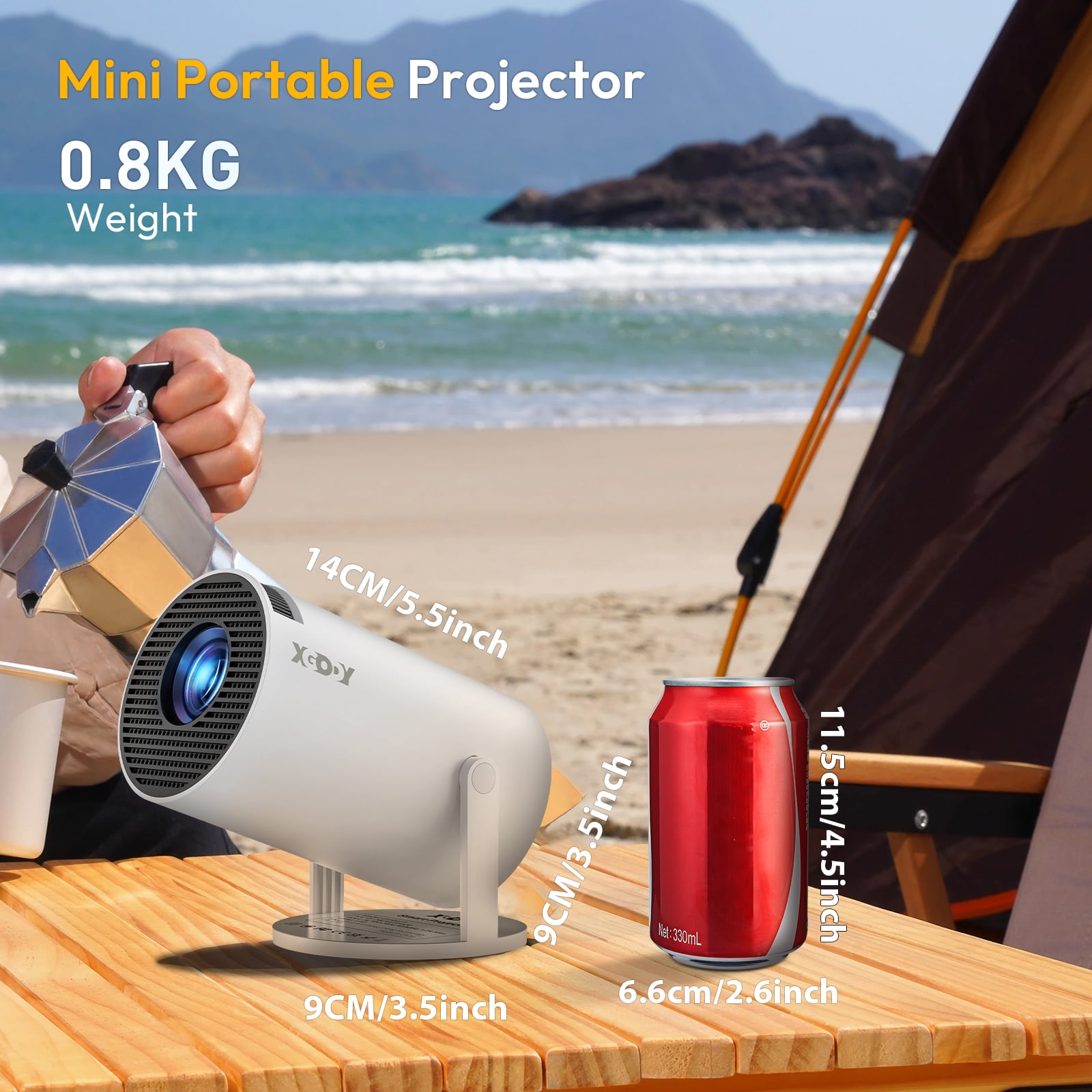 XGODY G3 1080P 4K Smart Projector- Android 11With WIFI 6 and Bluetooth5.0, Auto Correction, 1.1lb Portable Indoor/Outdoor For Theater & Gaming