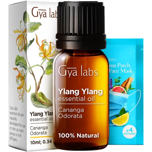 Gya Labs Ylang-Ylang Essential Oil for Diffuser, Natural Ylang Ylang Essential Oil for Skin , Hair Health & Aromatherapy - 0.34 fl oz
