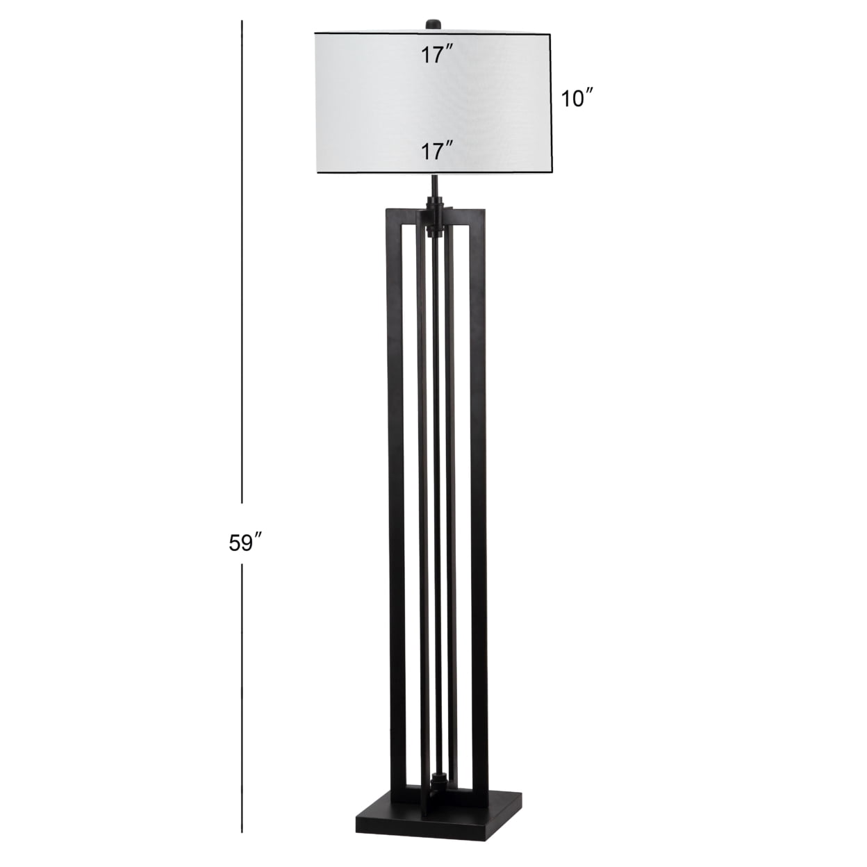 SAFAVIEH Tanya 59 in. H Mid-Century Tower Column Floor Lamp, Black