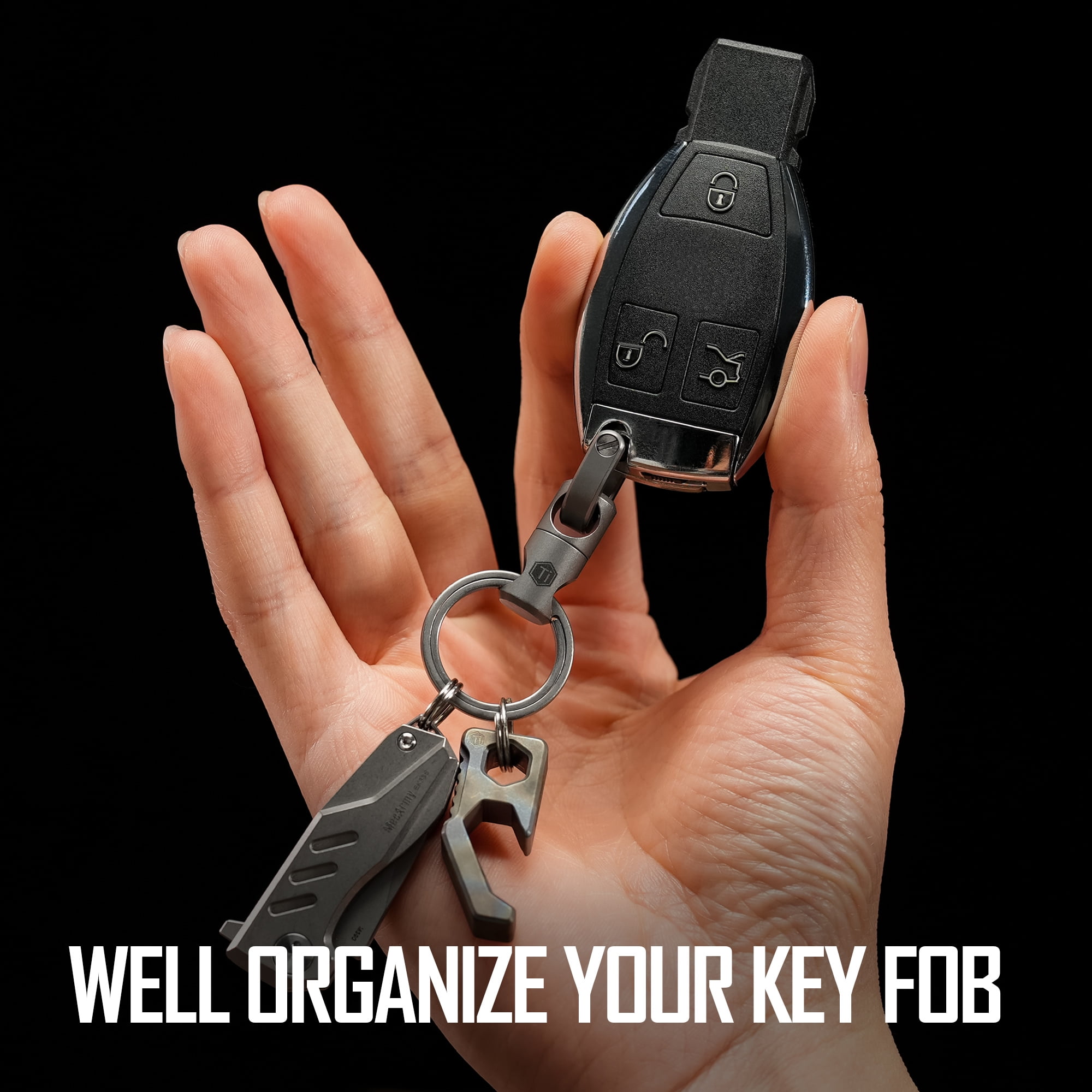 Key Unity Swivel Keychain with D Ring Key Shackle, Titanium Rotatable Key Organizer, KM13