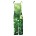 thumbnail image 6 of lcziwo Cotton Linen Jumpsuits for Women Loose Fit Sleeveless Straps Wide Leg Holiday Rompers 2025 St. Patrick's Day Shamrock Print Overalls Vacation Outfits Green L, 6 of 6