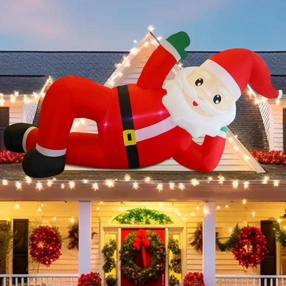 Christmas Inflatables Outdoor Decorations, 12FT Long Inflatable Xmas Santa Claus, Lighted Blow Up Giant Lying Santa with Built in LED Lights, Light Up Holiday Winter Lawn Yard Garden Decor，Christmas