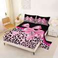 thumbnail image 2 of Manfei Pink Chic Bowtie King Sheets,Fashion Leopard Print Bedding,4-Piece,1 Flat Sheet,1 Fitted Sheet and 2 Pillowcases, 2 of 6