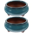 thumbnail image 1 of PEACNNG 2pcs Chinese Ceramic Planter with Drainage Hole Glazed Pot Plant Pot, 1 of 5