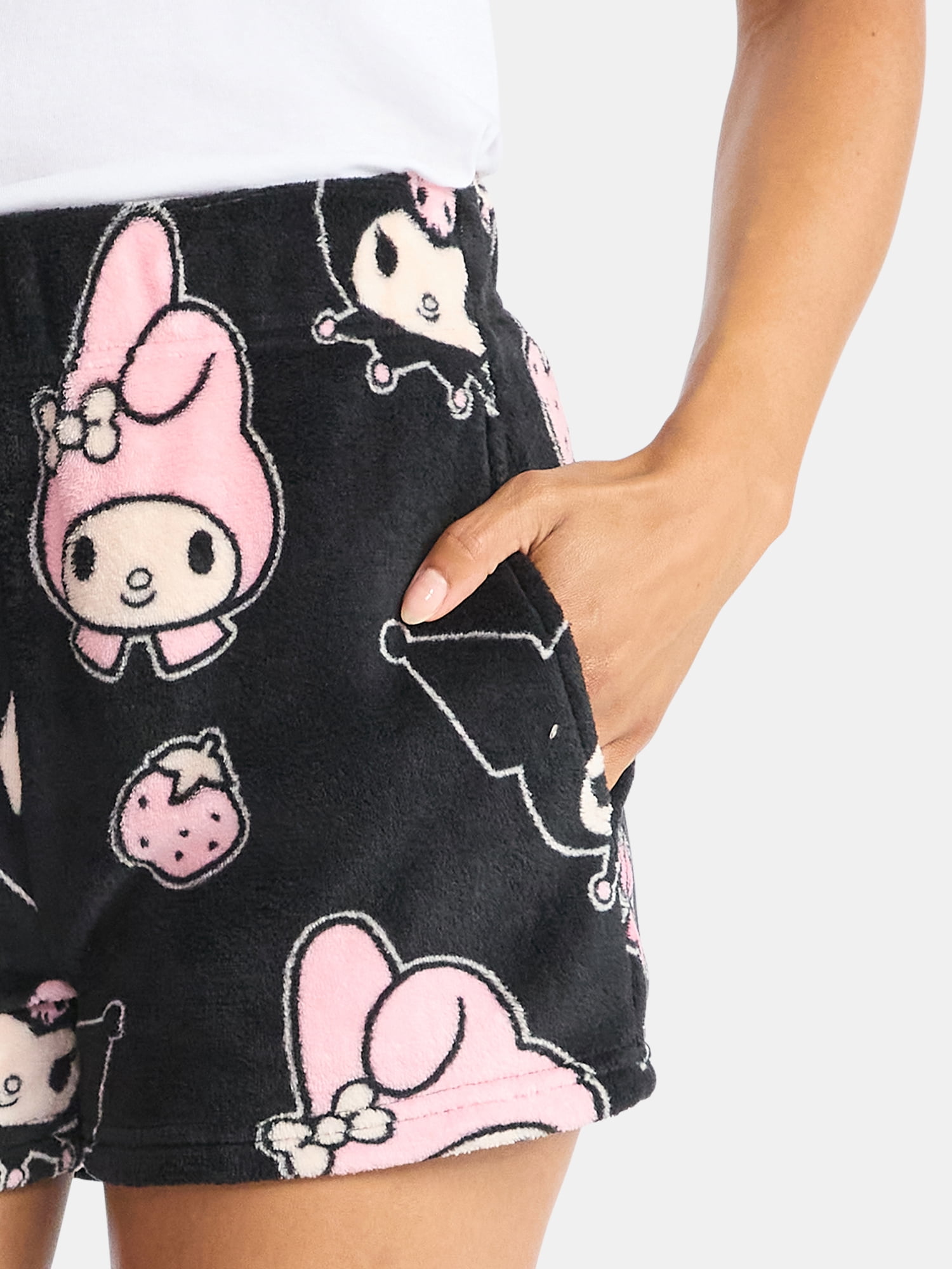 Sanrio Women's My Melody and Kuromi Print Plush Fleece Shorts, Sizes XXS-XXL