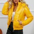 thumbnail image 2 of JGGSPWM Women's Quilted Cropped Puffer Jacket Baggy Short Down Outerwear with Pockets Warm Coat Yellow S, 2 of 9