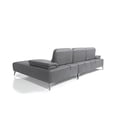 thumbnail image 5 of Ruslan Sectional, Right Chaise when Facing in Light Gray Nubuck Leather, Slide out Backrest and Armrest, Three Woven Linen Pillows Included, Nickel Chrome Coated and Polished Legs., 5 of 5