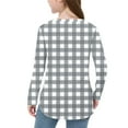 thumbnail image 5 of YUNAFFT Girls Checkered Long Sleeve Round-Neck Blouse Cotton-Like Stretch Side Slits Casual Top 2-12Y, 5 of 6