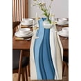 thumbnail image 4 of Ldtrchee Blue Beige Ombre Table Runner 72 Inches, Modern Abstract Geometric Aesthetics Bed Runner Dresser Scarves Tabletop for Indoor Outdoor Parties/Ceremony/Banquet, 16" x 72", 4 of 8