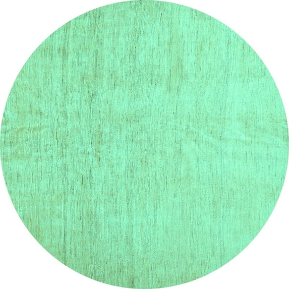 Ahgly Company Indoor Round Solid Turquoise Blue Modern Area Rugs, 3' Round