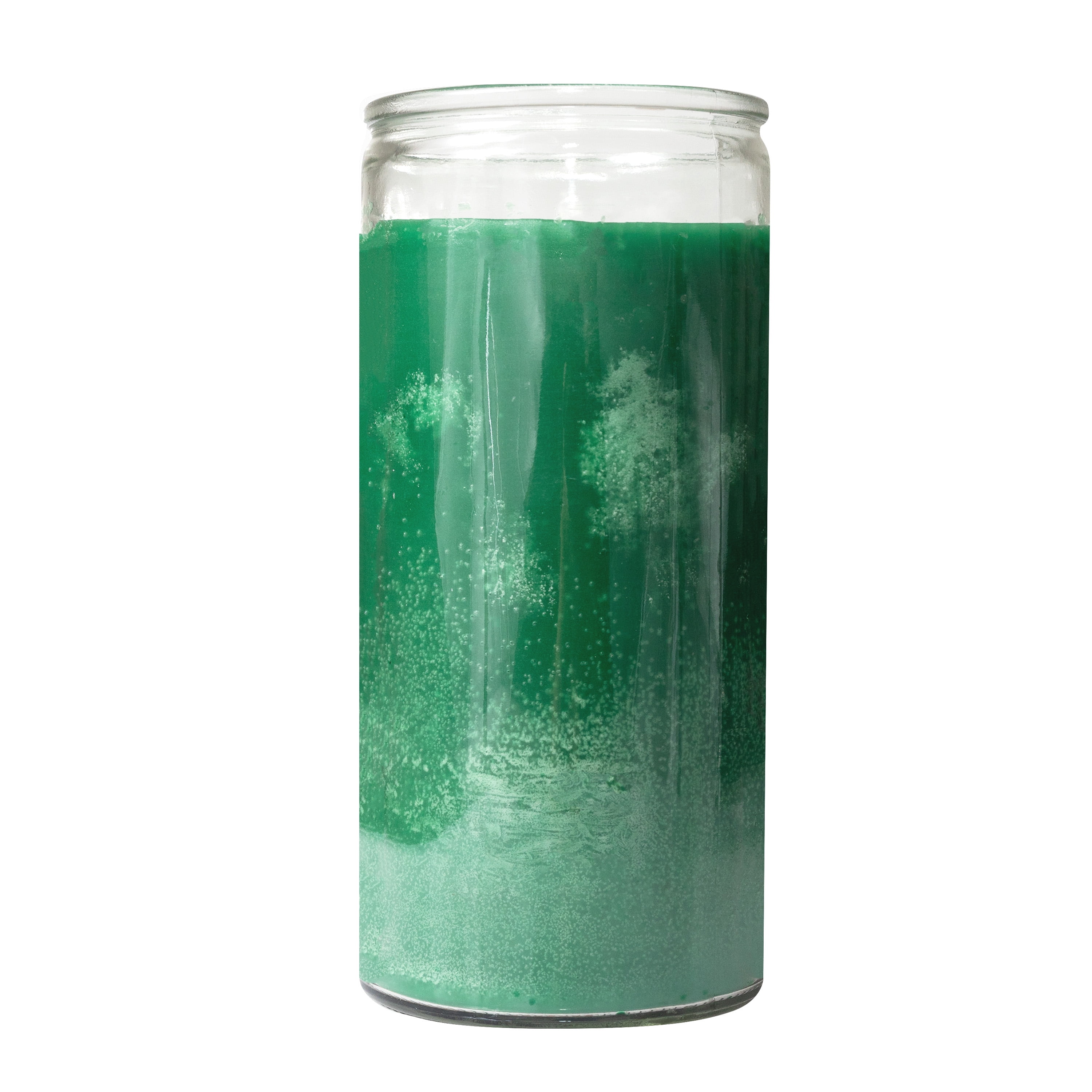 MagicLight Religious Candles 44 oz - Clear Glass Jar, Unscented Green Wax