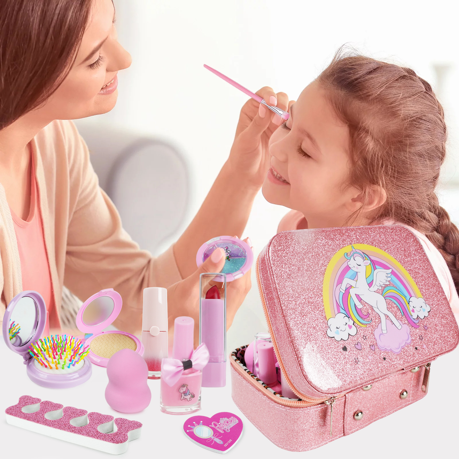 JBeeCtrl Kids Washable Makeup Set with Unicorn Case photo 4