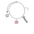 thumbnail image 2 of Delight Jewelry Silvertone Pink Plumeria Flower Silvertone Dream Big Charm Bracelet, 7.5+2" Extender, 2 of 4