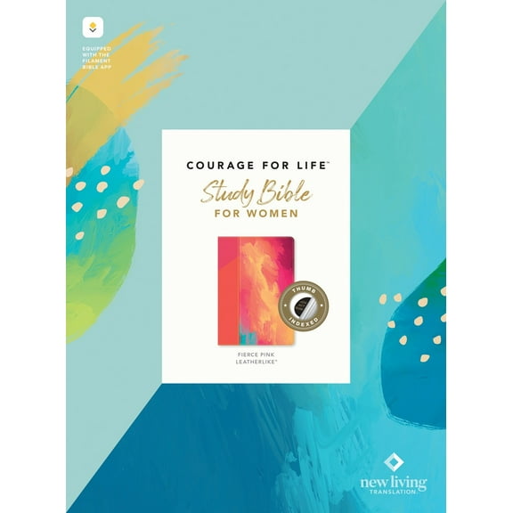 NLT Courage For Life Study Bible for Women LeatherLike, Fierce Pink, Indexed, Filament Enabled