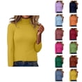 thumbnail image 1 of Pulls pour Femmes 2025 Chandail Col Roulé Ajusté Manches Longues Haut Tricoté Blouse Décontractée Automne Hiver, 1 of 6