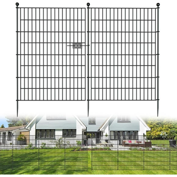 Panels No Dig Decorative Outdoor Garden Fence for Yard in(H) X ft(L) Animal Barrier Fencing Rustproof Metal Wire Panel Border for Dog Rabbits and Patio Temporary Ground Stake