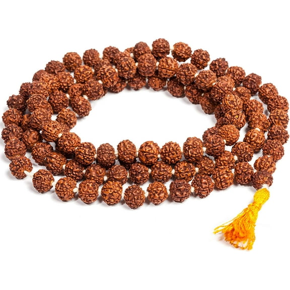 Petrichor Rudraksha Mala Necklace (108 Beads, Brown, Unisex Adult)