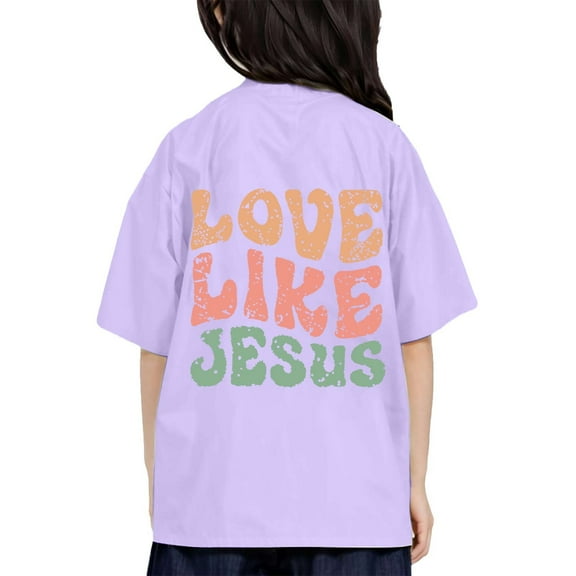 Little Kid Children's Printed Round Neck Short Sleeved T Shirt For Boys And Girls Cool High Tops for Girls Plaid Tunic Top Ruffled Top 16 Shirts 5t Clothes Shirts Bulk 6-7 Years Purple