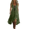 thumbnail image 2 of QUNYINEY Summer Women Dresses Boho Sleeveless Long A Line Sundress Pleated Casual Loose Fit V Neck Drawstring Dresses, 2 of 6