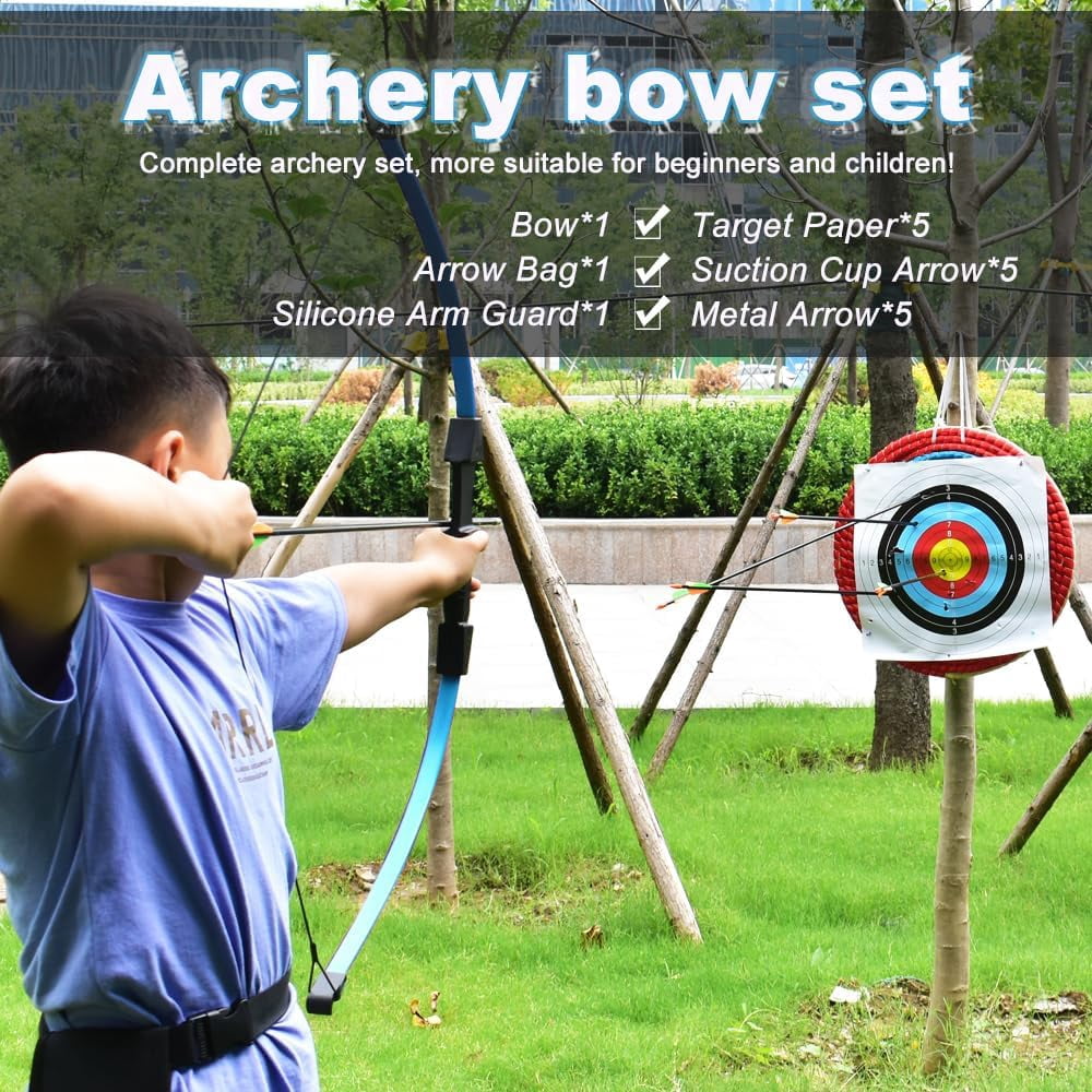 AMEYXGS Archery Bow and Arrow for Kids, Beginner, Youth  Target, Practice and Recreation