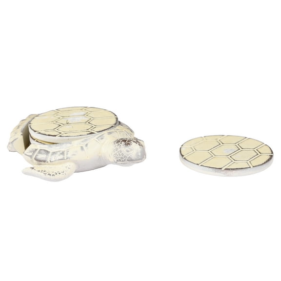 Servette Home Set of 4 Sea Turtle Drink Coasters with Holder