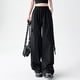 thumbnail image 3 of Pantalones cargo de mujer de cintura media y pierna ancha con bolsillos laterales - Ropa urbana elástica y holgada para viajar - Puños con cordón ajustable en los tobillos, poliéster, para todas la, 3 of 7