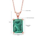 thumbnail image 3 of Gem Stone King 18K Rose Gold Plated Silver Green Malachite and White Moissanite Pendant Necklace for Women (10.02 Cttw, Gemstone Birthstone, Emerald Cut 14X10MM, with 18 inch Silver Chain), 3 of 4