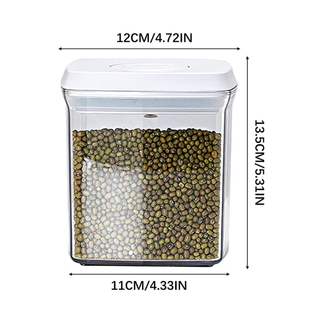 Plastic Storage Jars With Airtight Lids 4-Sided Locking Lid Rectangular Dry Food Container For Nuts Candy Barley Rice Pasta Cereal Coffee