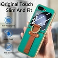 thumbnail image 5 of ELEHOLD for Samsung Galaxy Z Flip5 Plating Leather Case,Electroplated Bumper Premium PU Leather Shockproof Case with Built-in Screen Protector Wristband Diamond Ring Holder for Galaxy Z Flip5, Green, 5 of 15