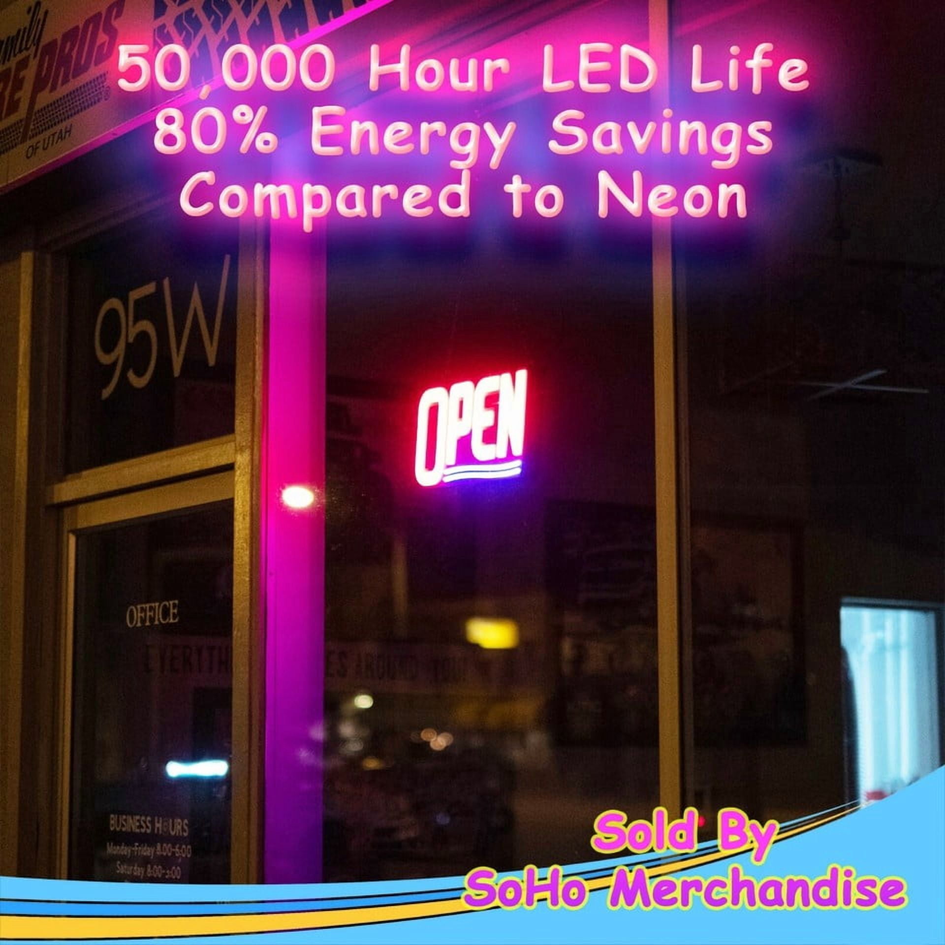 Ultra Bright LED Neon Light Business Open Sign Display for Restaurant Store Shop ( 17" x 8" Rectangle Red & Blue )