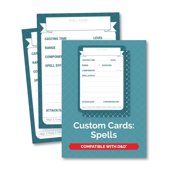Cartas Personalizadas de Hechizos Roll & Play Press Paquete de 50 DnD 5E