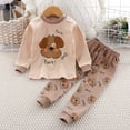 thumbnail image 2 of UAYOTSE Toddler Baby Boys Fall Winter Clothes Letter Long Sleeve Sweatshirts Pockets Pants Set 2 Piece Outfits(4-5 Years,Brown&b), 2 of 4