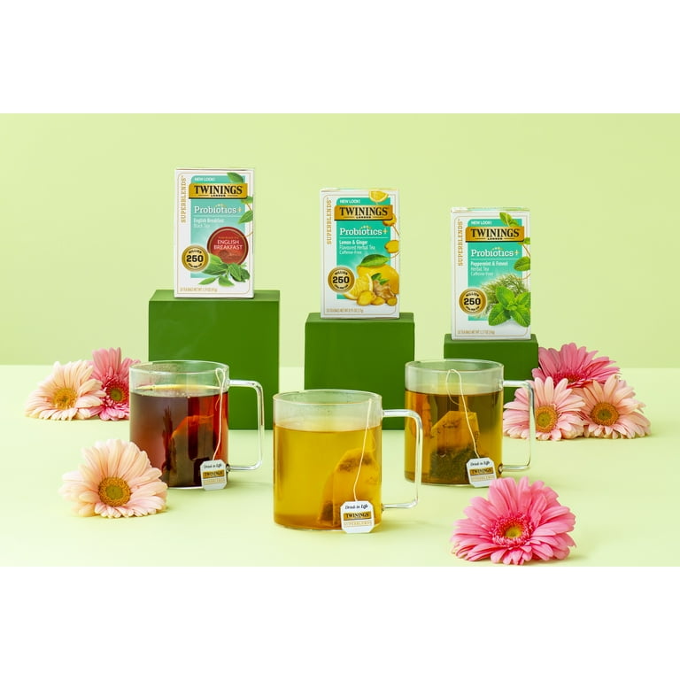 Twinings Probiotics+, Lemon & Ginger Herbal Tea Bags, Caffeine