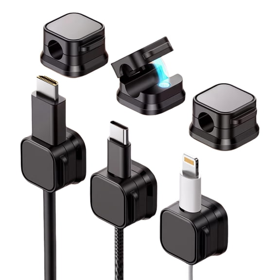 9 Pack Magnetic Cable Clips Cord Holder, Under Desk Cable Management, Adhesive Wire Holder Keeper Organizer for Home Office Desk Phone Car Wall Desktop Nightstand