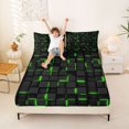 thumbnail image 3 of Manfei Vibrant 3D Square Bed Sheets, Neon Glow Fuul Size Sheets, Black Green, Black Reversible 4-Piece1 Flat Sheet + 1 Fitted Sheet + 2 Pillowcases, 3 of 6